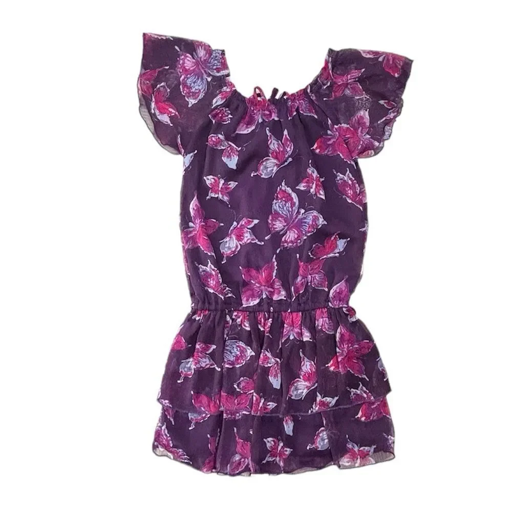 The Children’s Place | Purple Pink Girls Sheer BUTTERFLY Summer Dress Size 8